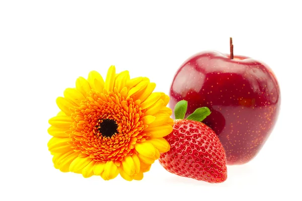 Flor, morango e maçã — Fotografia de Stock