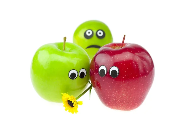Joke mela e lime con gli occhi isolati su bianco — Foto Stock