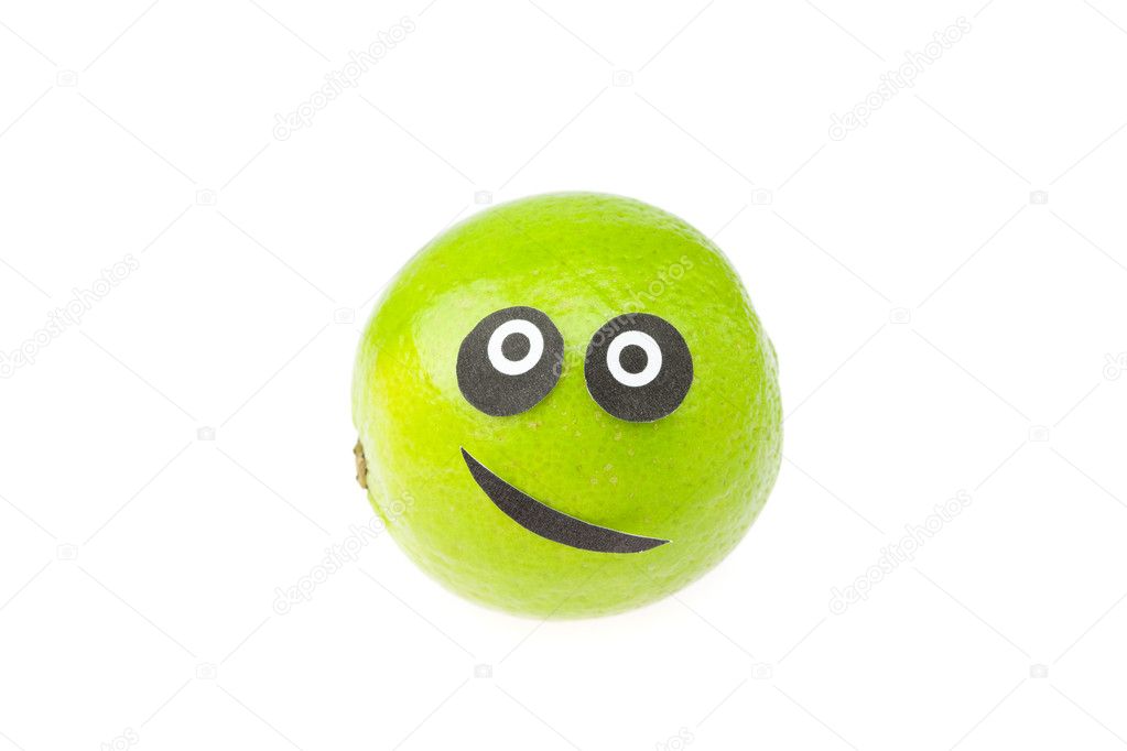 Joke lime face isolated on white