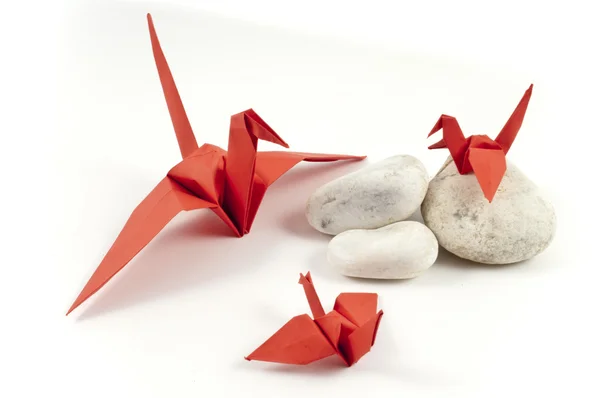 红色折纸鹤 — 图库照片