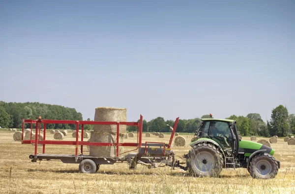 stock image Tractor on hay balls