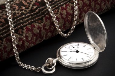 Silver pocket watch clipart