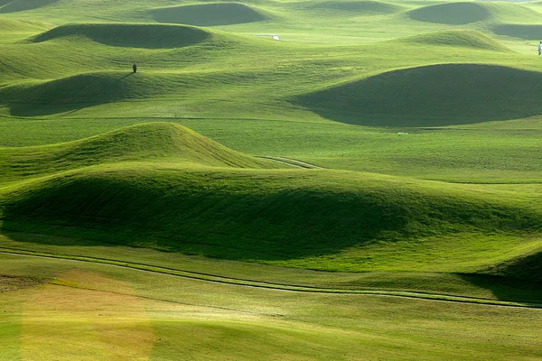 Місце для гольфу з гарним зеленим — стокове фото