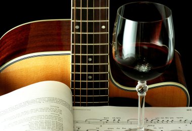 Guitar, book and wineglass clipart