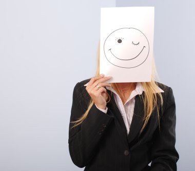 Blonde women shere the smiley mood clipart