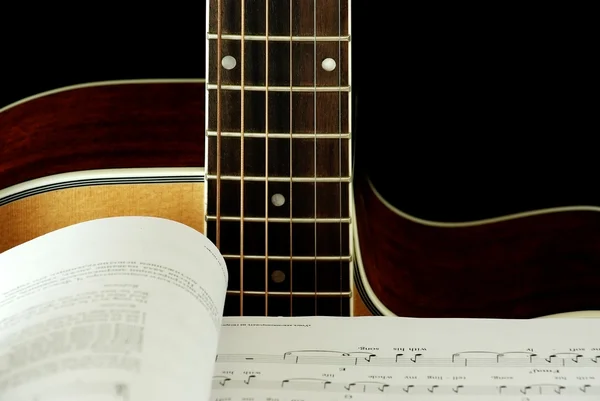 Guitar, book and wineglass — Stock Photo, Image