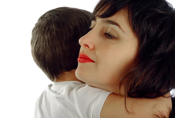 Mutter und Sohn umarmen sich — Stockfoto