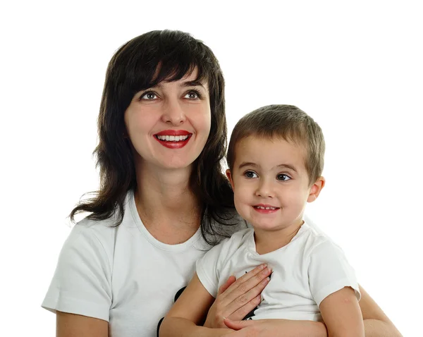 Anya és kis fia mosolyogva — Stock Fotó
