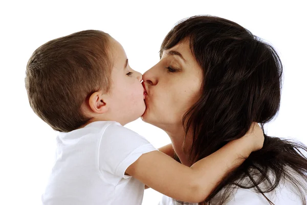 Anya és fia, csók — Stock Fotó