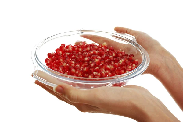 stock image Pomegranate berries in glass plate