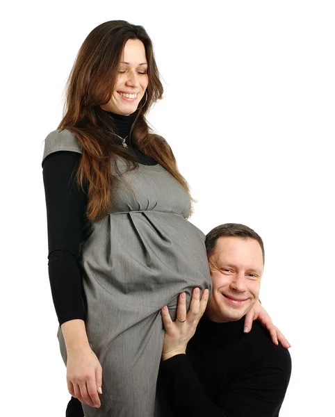 Mujer embarazada feliz con marido —  Fotos de Stock