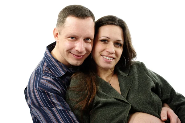 Felice coppia incinta abbracci — Foto Stock