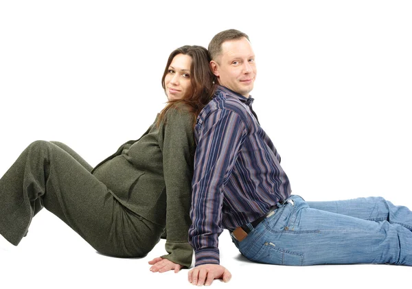 Беременная жена и муж поддерживают друг друга — стоковое фото