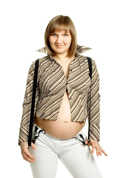 Zwangere vrouw in rockabilly slijtage — Stockfoto