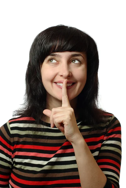 Niegrzeczny kobieta pokazuje znak cisza — Zdjęcie stockowe