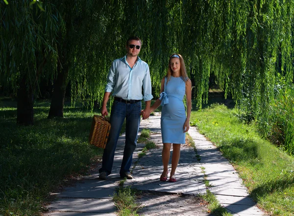 stock image Loving couple walking hand-in-hand