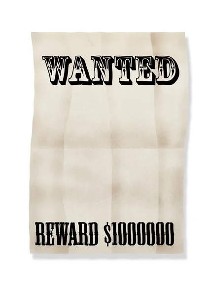 Old paper blank Wanted!Reward 1000000$ — Zdjęcie stockowe