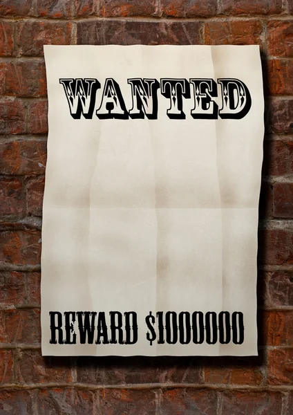 Old paper blank Wanted!Reward 1000000$ — Stok fotoğraf