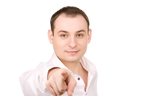 Geschäftsmann zeigt mit dem Finger — Stockfoto