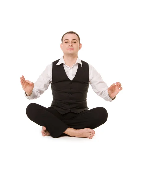 stock image Businessman sitting in lotus pose