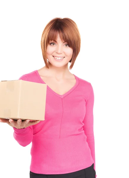 Businesswoman with parcel — Stock Photo, Image