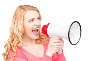 Woman with megaphone clipart