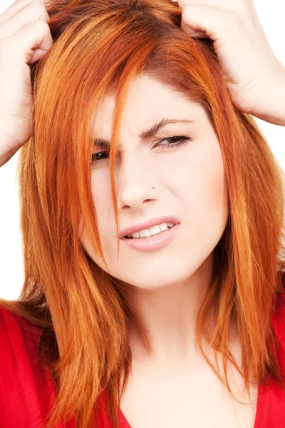 Mutsuz Kızıl saçlı kadın — Stok fotoğraf