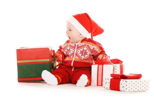 Santa helper bébé avec cadeaux de Noël — Photo