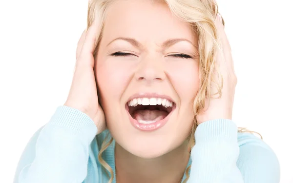 Glada skrikande kvinna — Stockfoto