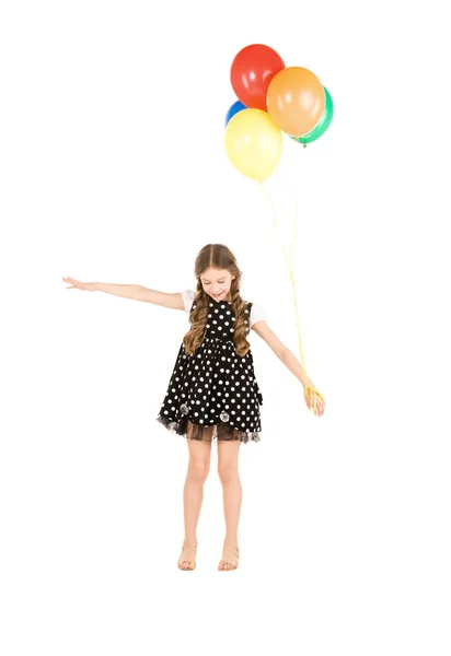 Szczęśliwa dziewczyna z kolorowych balonów — Zdjęcie stockowe