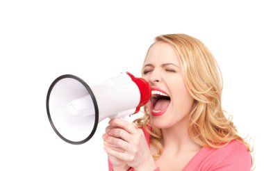 Woman with megaphone clipart