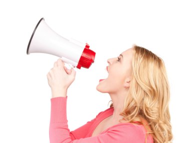 Woman with megaphone clipart