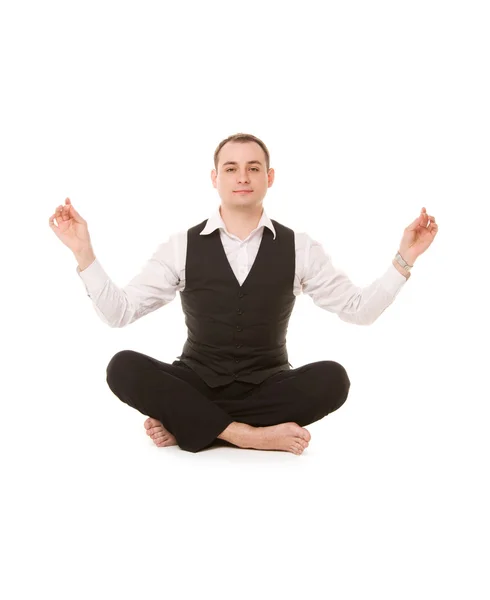 stock image Businessman sitting in lotus pose