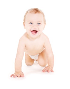 Crawling baby boy in diaper clipart