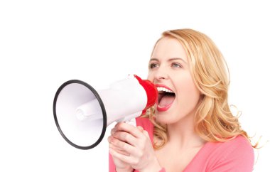 Woman with megaphone clipart