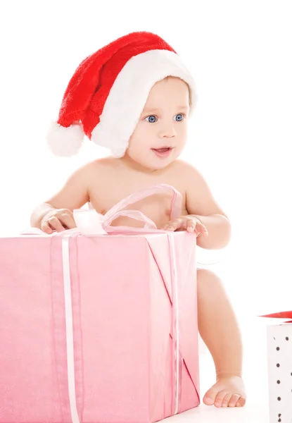 Santa segítő baba karácsonyi ajándékok — Stock Fotó