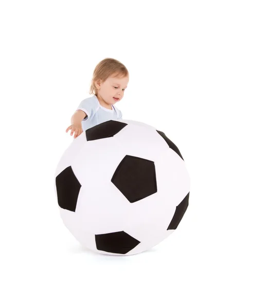 Baby boy with soccer ball — Stock Photo, Image