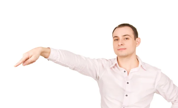 Zakenman wijst met zijn vinger — Stockfoto
