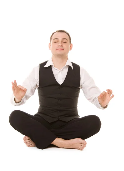 stock image Businessman sitting in lotus pose