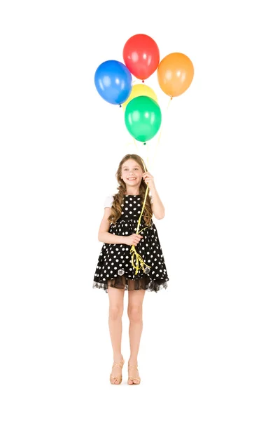 Ragazza felice con palloncini colorati — Foto Stock