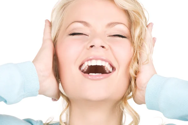 Feliz mulher gritando — Fotografia de Stock