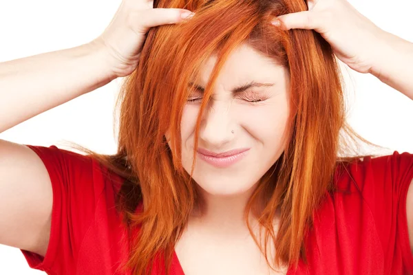 Unhappy redhead woman — Stock Photo, Image
