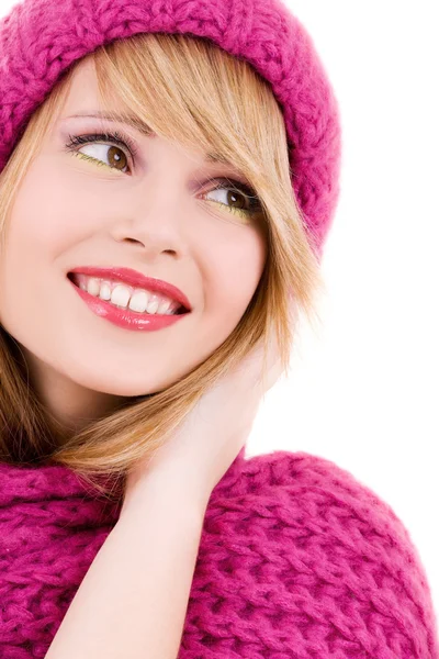 Šťastné dospívající dívka v klobouku — Stock fotografie