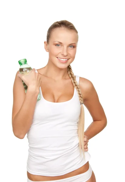Mulher bonita com garrafa de água — Fotografia de Stock