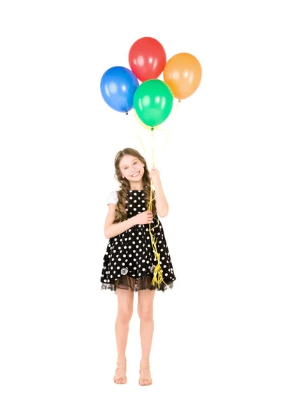 Ragazza felice con palloncini colorati — Foto Stock