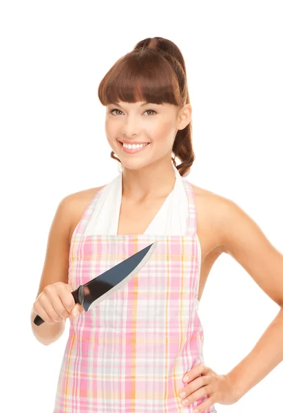 Ama de casa con cuchillo grande — Foto de Stock