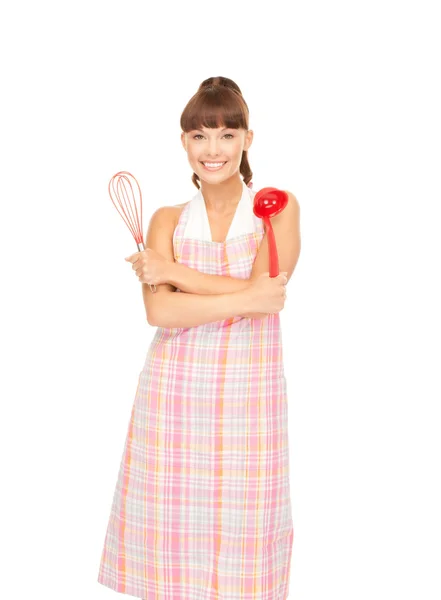 Ama de casa con cucharón rojo —  Fotos de Stock