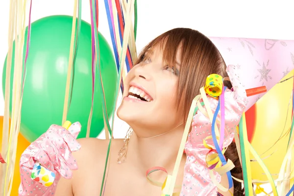 Partij meisje met ballonnen — Stockfoto