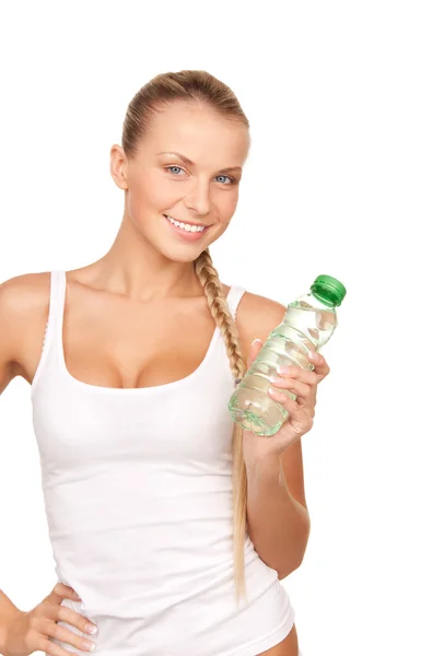 Mulher bonita com garrafa de água — Fotografia de Stock