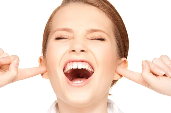 耳に指を持つ女性 — ストック写真